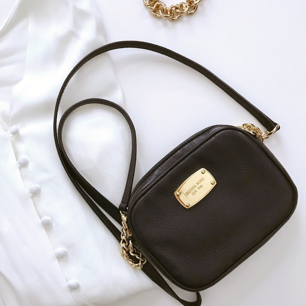 Michael Kors Black Leather Crossbody Bag